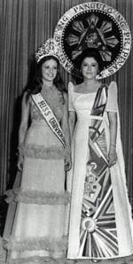 Imelda Marcos with Amparo Munoz, Miss Universe 1974
